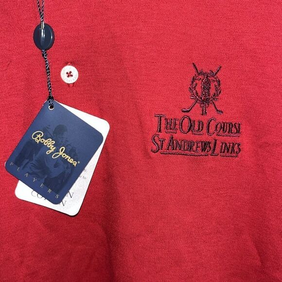 New Bobby Jones Sunday Red St Andrews Scotland Old Course Golf Polo LS shirt L - Picture 3 of 4